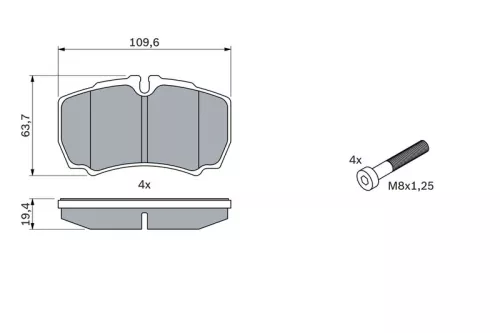 BOSCH Brake Pad Set, disc brake (0986424750)