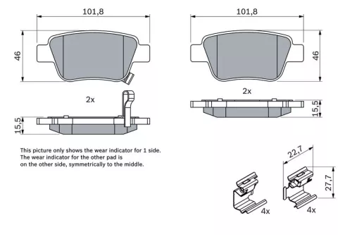BOSCH Brake Pad Set, disc brake (0986424798)