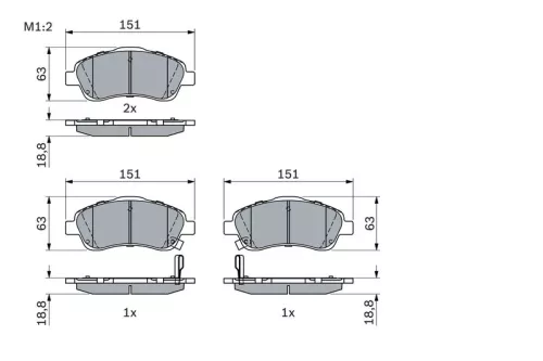 BOSCH Brake Pad Set, disc brake (0986494054)