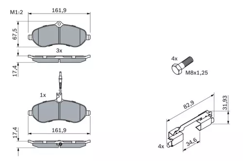 BOSCH Brake Pad Set, disc brake (0986494163)