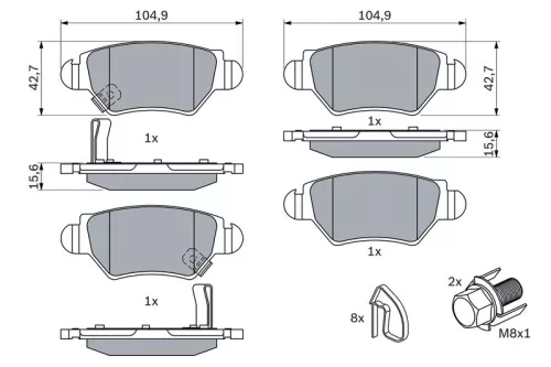 BOSCH Brake Pad Set, disc brake (0986494014)