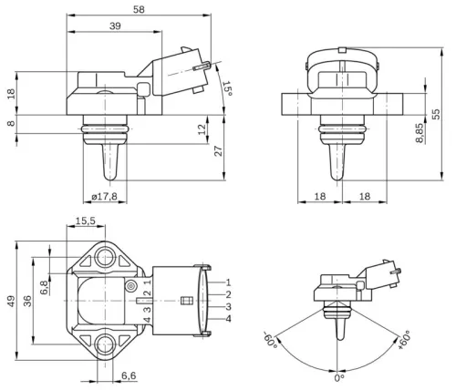 BOSCH Sensor, boost pressure (0281002316)