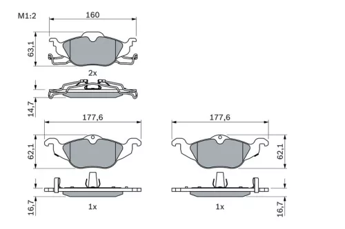 BOSCH Brake Pad Set, disc brake (0986424456)