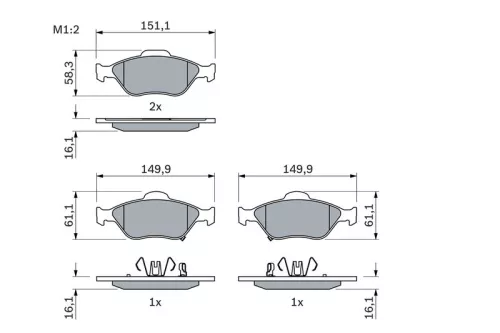 BOSCH Brake Pad Set, disc brake (0986494101)