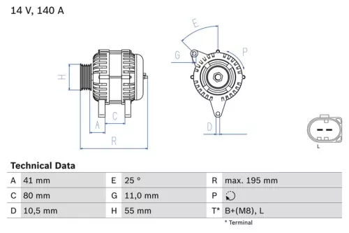 BOSCH Alternator (0986046210)