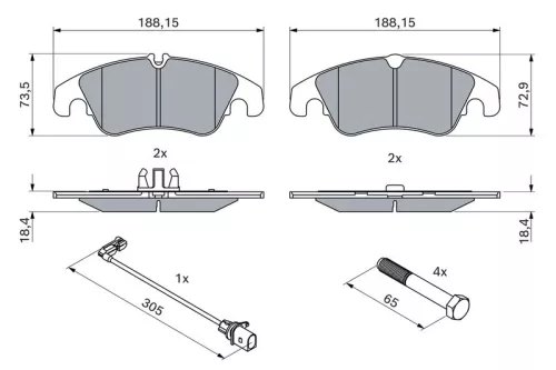 BOSCH Brake Pad Set, disc brake (0986494259)