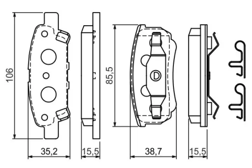 BOSCH Brake Pad Set, disc brake (0986424814)