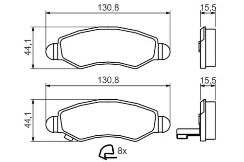 BOSCH Brake Pad Set, disc brake (0986494458)