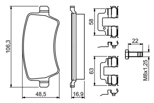 BOSCH Brake Pad Set, disc brake (0986494641)