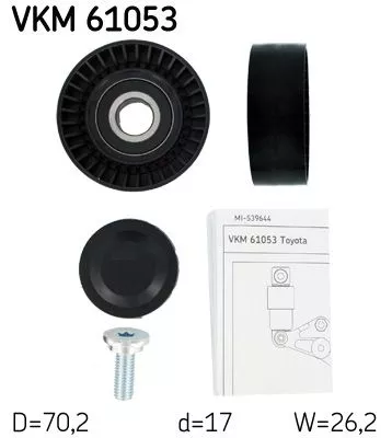 SKF Deflection/Guide Pulley, V-ribbed belt (VKM61053)