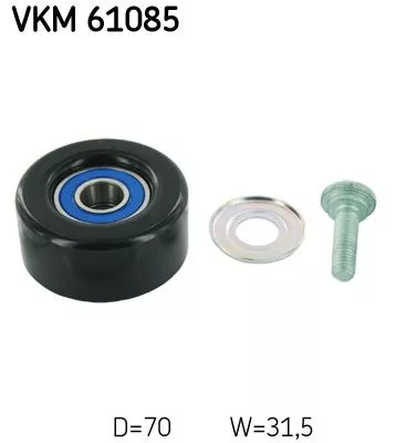 SKF Deflection/Guide Pulley, V-ribbed belt (VKM61085)