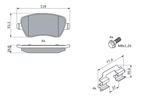 BOSCH Brake Pad Set, disc brake (0986494592)
