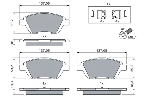 BOSCH Brake Pad Set, disc brake (0986494438)