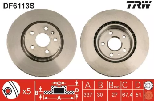 TRW Brake Disc (DF6113S)