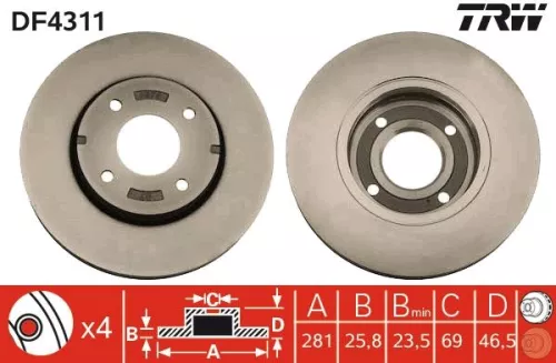TRW Brake Disc (DF4311)
