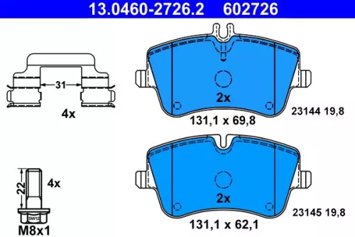 ATE Brake Pad Set, disc brake (13.0460-2726.2)