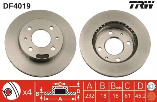 TRW Brake Disc (DF4019)