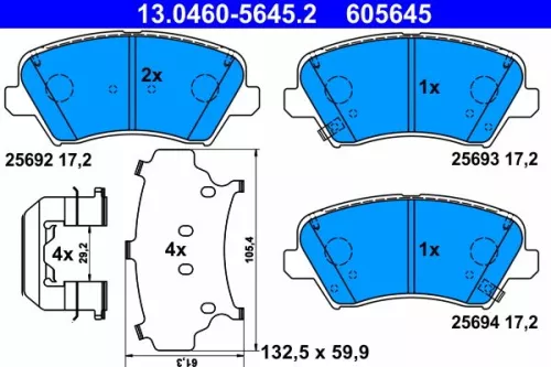 ATE Brake Pad Set, disc brake (13.0460-5645.2)