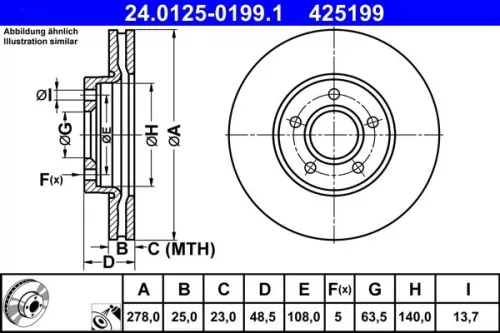 ATE Brake Disc (24.0125-0199.1)