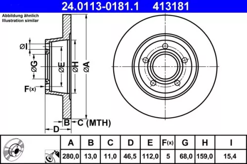 ATE Brake Disc (24.0113-0181.1)