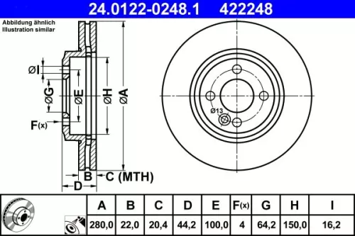 ATE Brake Disc (24.0122-0248.1)