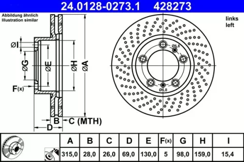 ATE Brake Disc (24.0128-0273.1)