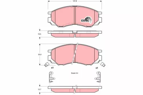 TRW Brake Pad Set, disc brake (GDB1286)