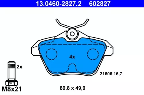 ATE Brake Pad Set, disc brake (13.0460-2827.2)
