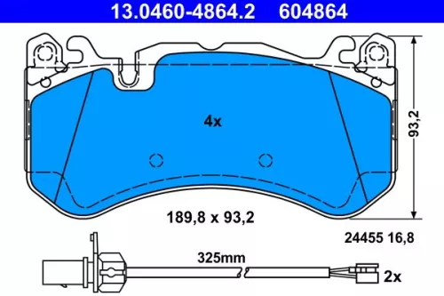 ATE Brake Pad Set, disc brake (13.0460-4864.2)