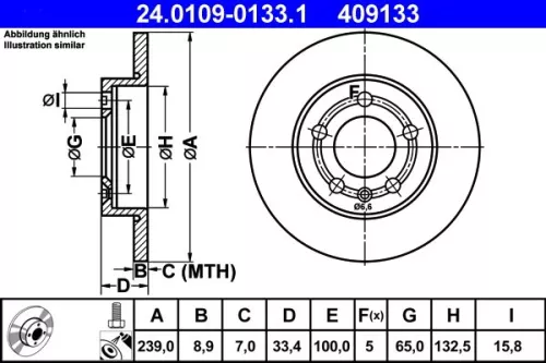 ATE Brake Disc (24.0109-0133.1)