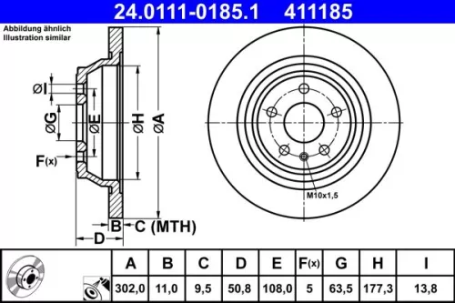 ATE Brake Disc (24.0111-0185.1)
