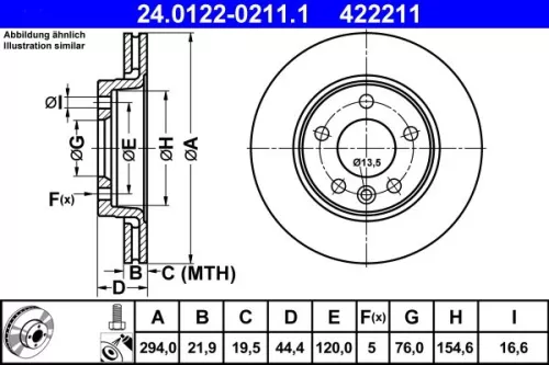 ATE Brake Disc (24.0122-0211.1)