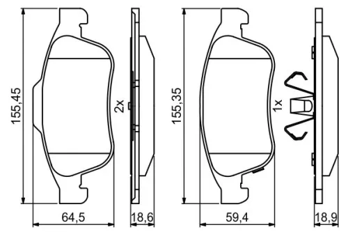BOSCH Brake Pad Set, disc brake (0986494826)