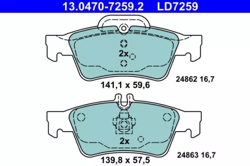 ATE Brake Pad Set, disc brake (13.0470-7259.2)
