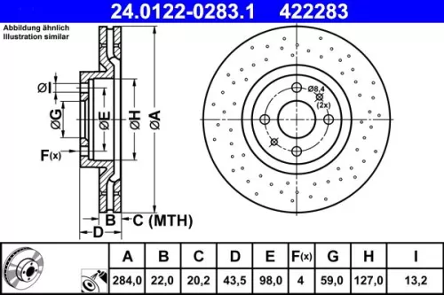 ATE Brake Disc (24.0122-0283.1)
