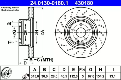 ATE Brake Disc (24.0130-0180.1)