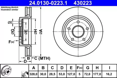 ATE Brake Disc (24.0130-0223.1)