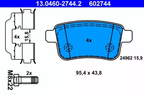 ATE Brake Pad Set, disc brake (13.0460-2744.2)