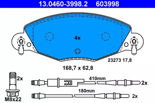 ATE Brake Pad Set, disc brake (13.0460-3998.2)