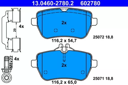 ATE Brake Pad Set, disc brake (13.0460-2780.2)