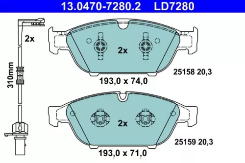 ATE Brake Pad Set, disc brake (13.0470-7280.2)