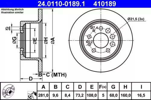 ATE Brake Disc (24.0110-0189.1)