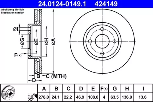 ATE Brake Disc (24.0124-0149.1)