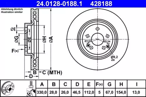 ATE Brake Disc (24.0128-0188.1)