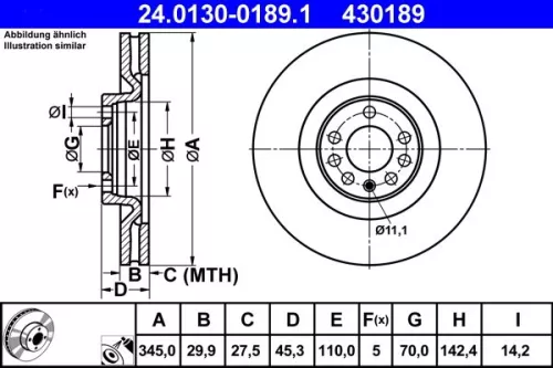 ATE Brake Disc (24.0130-0189.1)