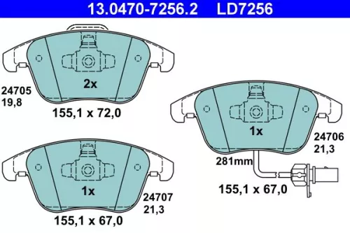 ATE Brake Pad Set, disc brake (13.0470-7256.2)