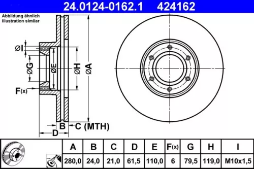 ATE Brake Disc (24.0124-0162.1)