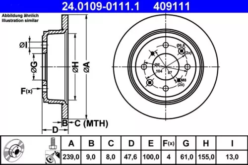 ATE Brake Disc (24.0109-0111.1)