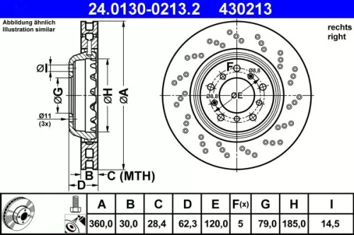 ATE Brake Disc (24.0130-0213.2)