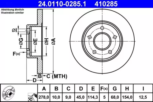 ATE Brake Disc (24.0110-0285.1)